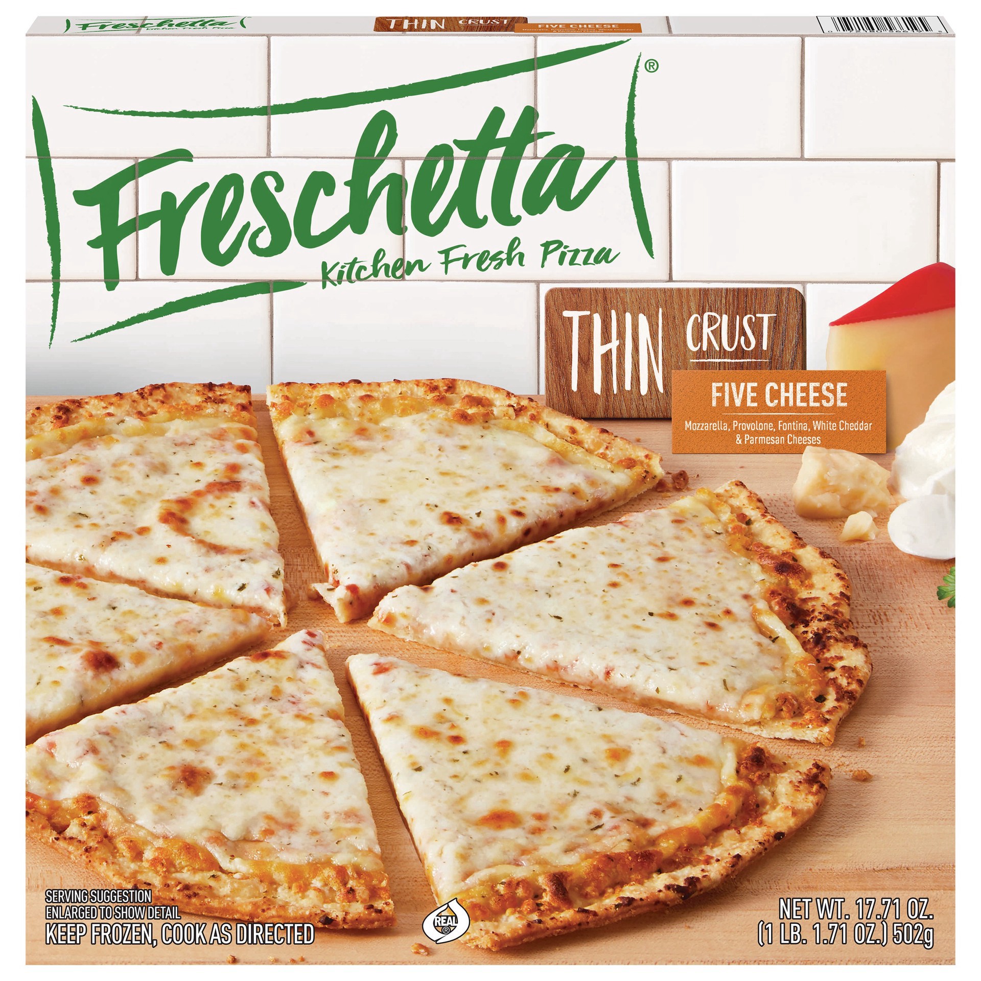 slide 1 of 6, Freschetta Kitchen Fresh Thin Crust Five Cheese, 17.1 oz