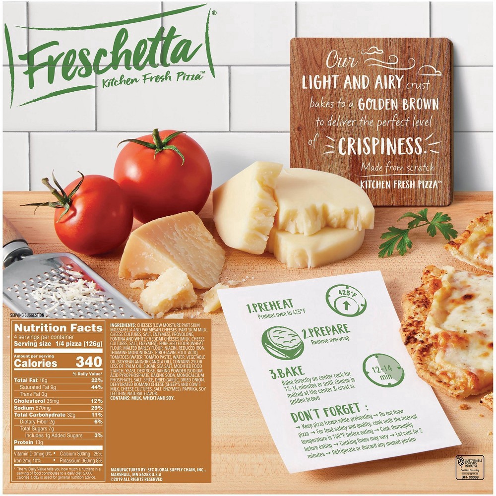 slide 6 of 6, Freschetta Kitchen Fresh Thin Crust Five Cheese, 17.1 oz