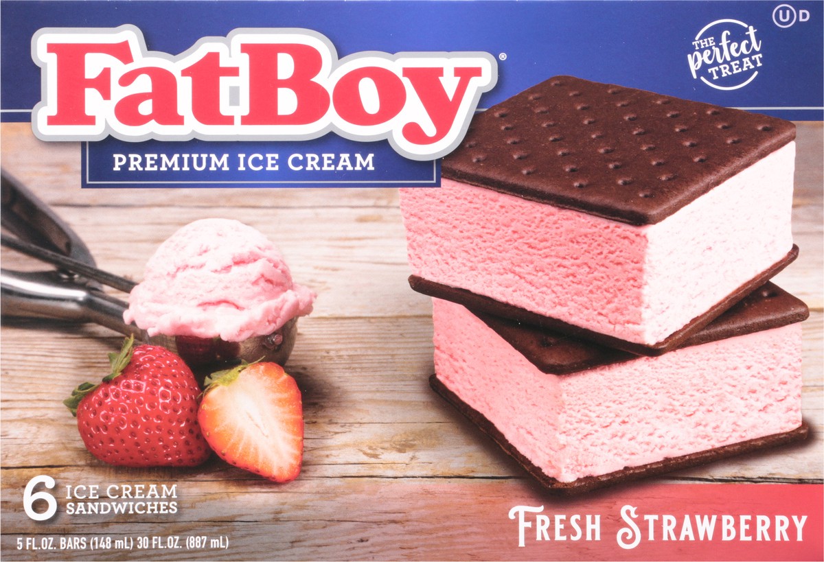 slide 6 of 9, Fat Boy Ice Cream Sandwich Strawber, 6 ct