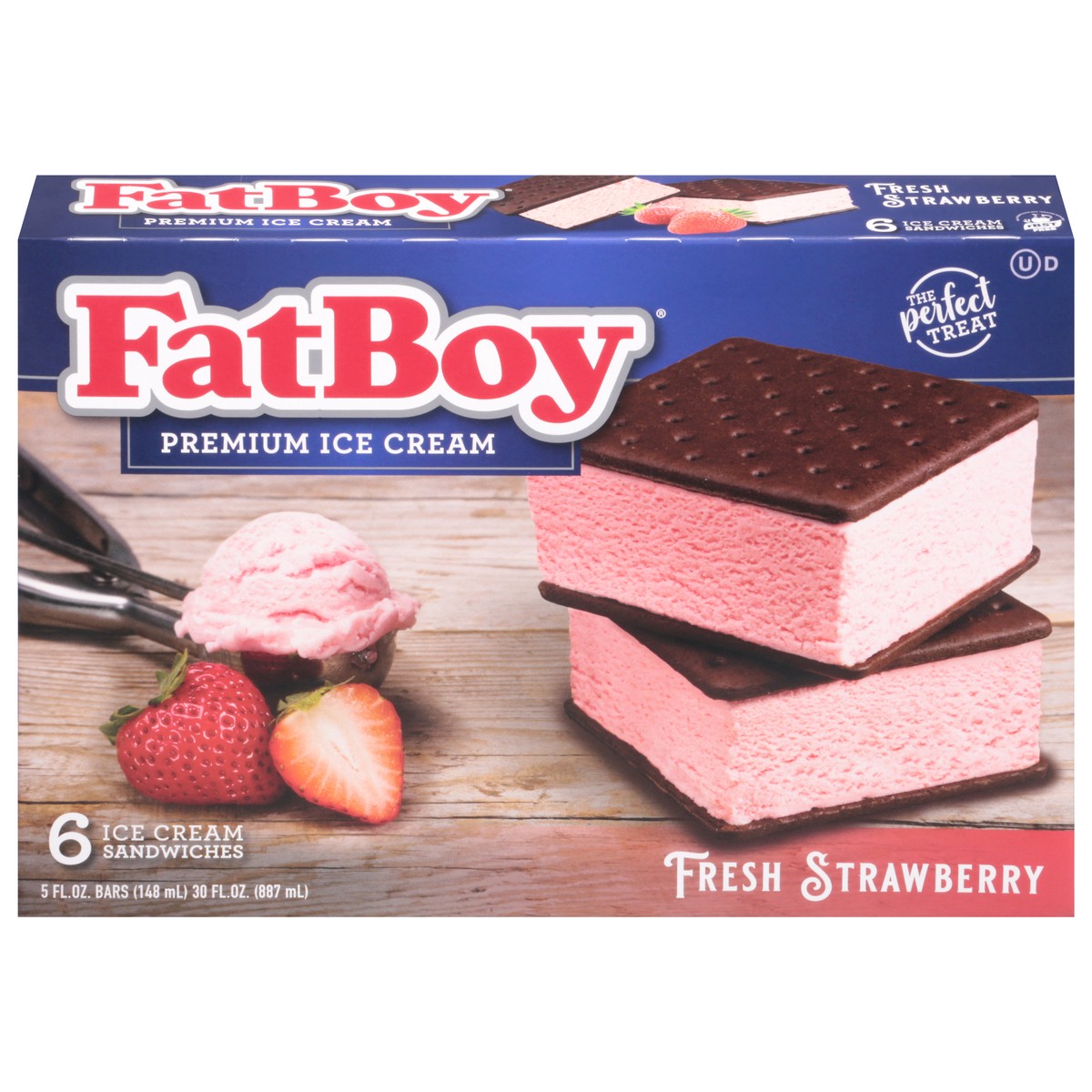 slide 1 of 9, Fat Boy Ice Cream Sandwich Strawber, 6 ct