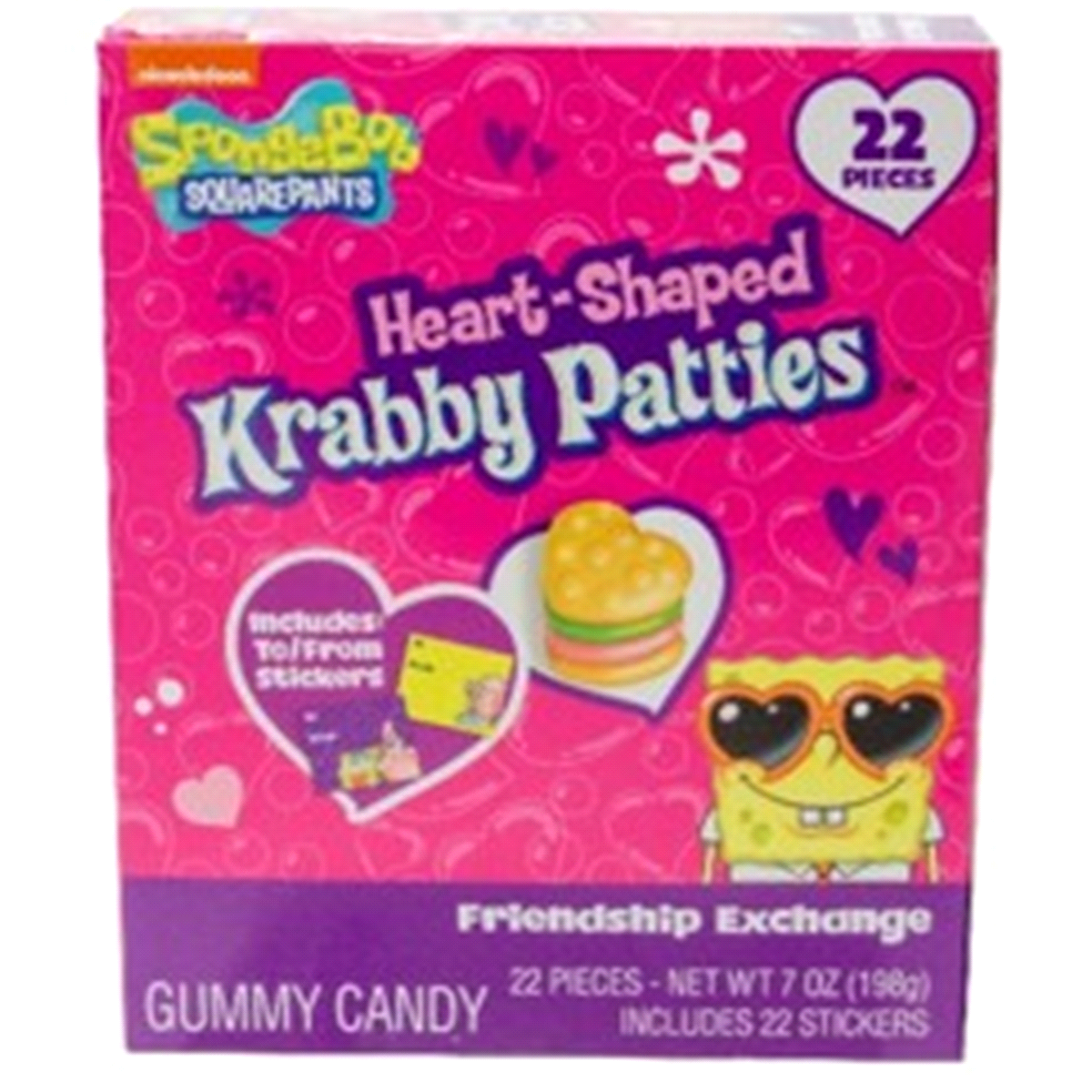 slide 1 of 1, Frankford Sponge Bob Friendship Card Exchange Kit with Gummy Valentine's Candy, 22 ct