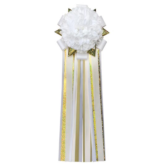 slide 1 of 3, 22" White & Gold Single Homecoming Garter By Celebrate It, 3 in x 7 in x 22 in