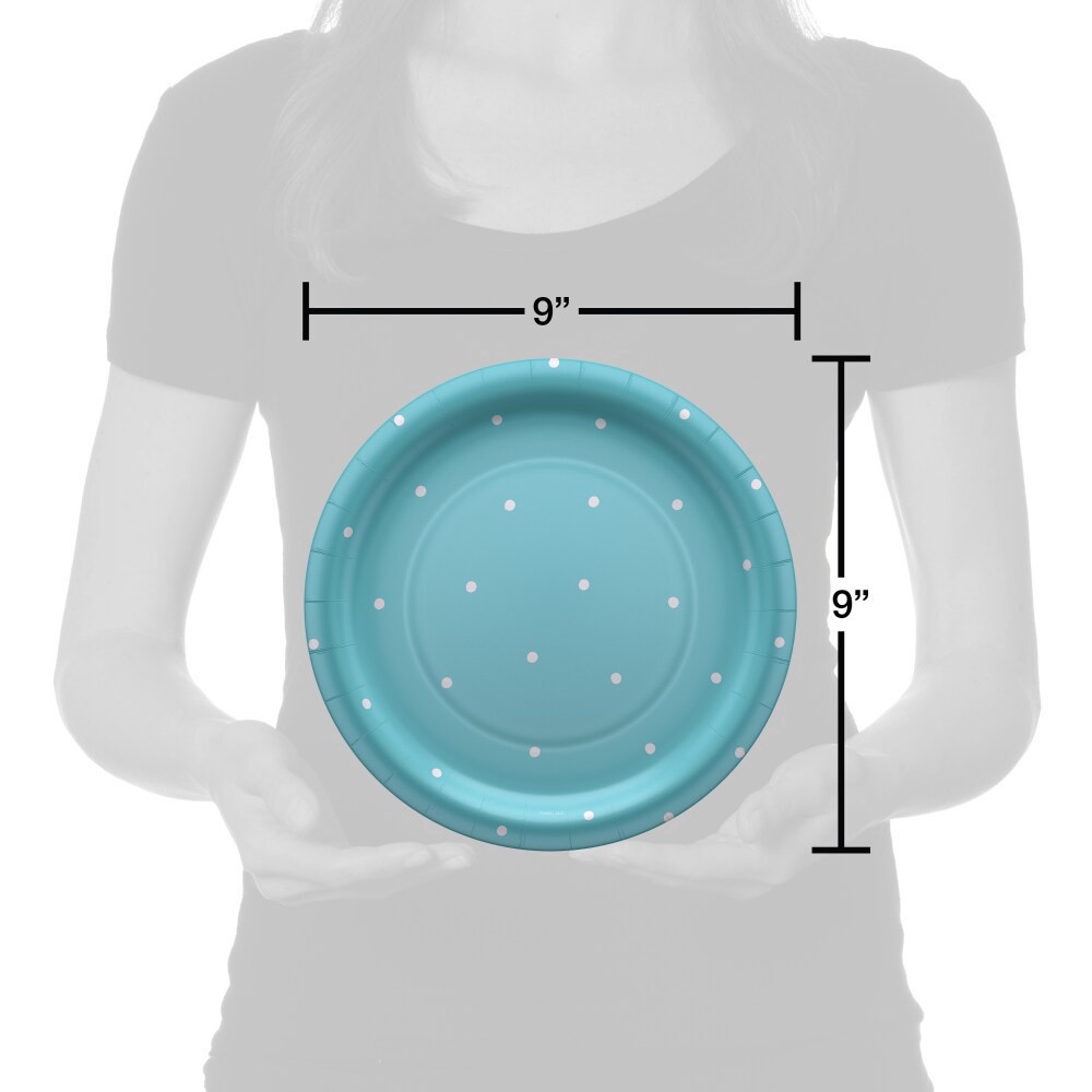 slide 3 of 3, American Greetings Paper Plates- Polka Dots on Blue, 10 ct