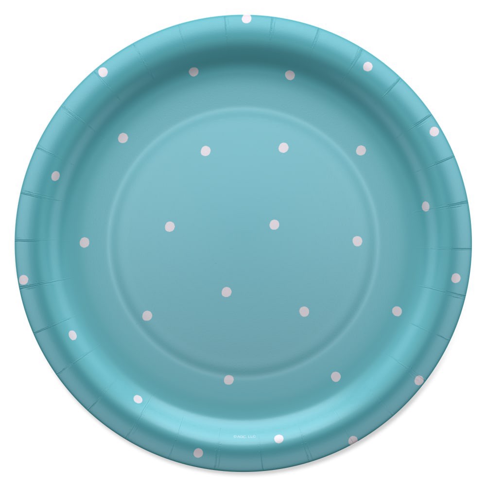 slide 2 of 3, American Greetings Paper Plates- Polka Dots on Blue, 10 ct