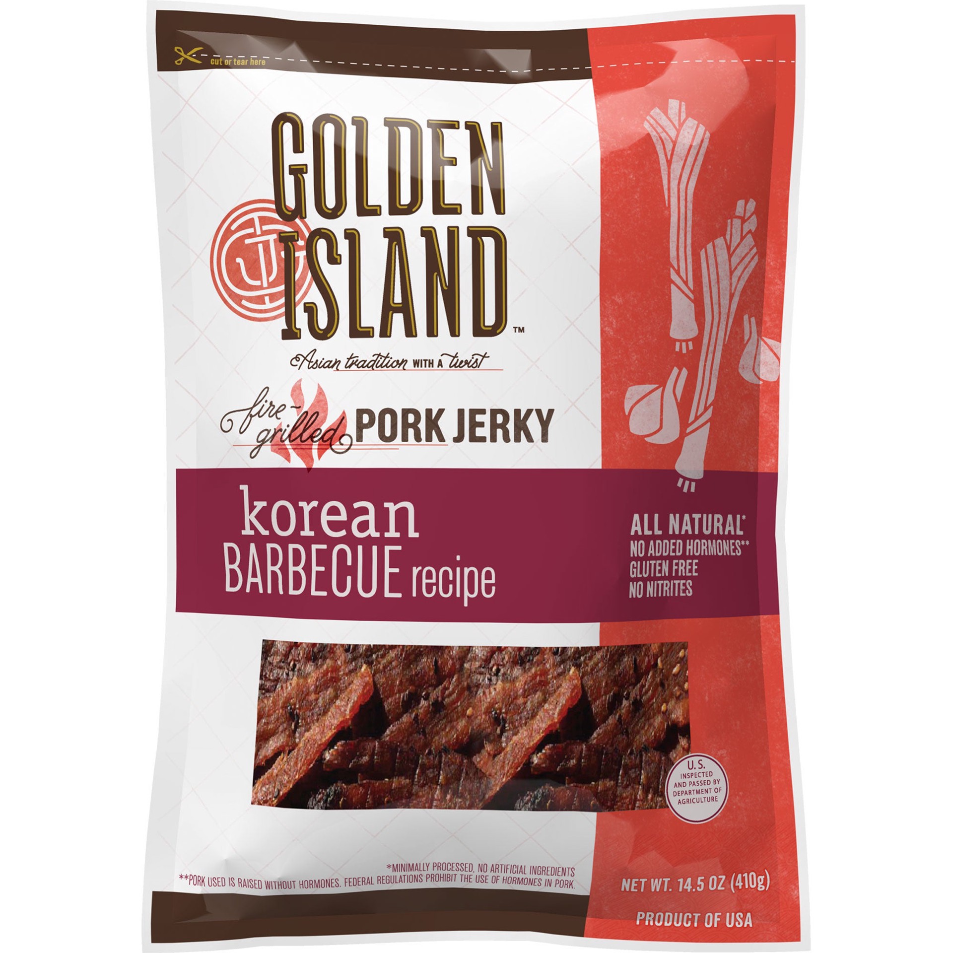 slide 1 of 1, Golden Island Korean Barbecue Pork Jerky, 14.5 oz, 