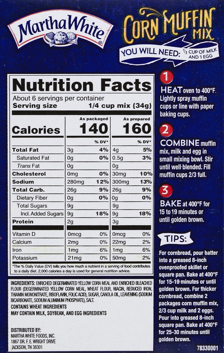 slide 9 of 11, Martha White Corn Muffin Mix, 7.5 oz