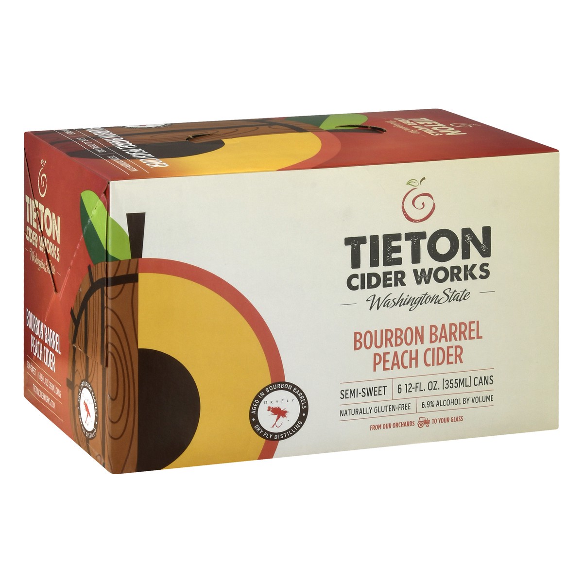 slide 7 of 9, Tieton Cider Works Bourbon Barrel Peach Cider Beer 6 ea, 6 ct