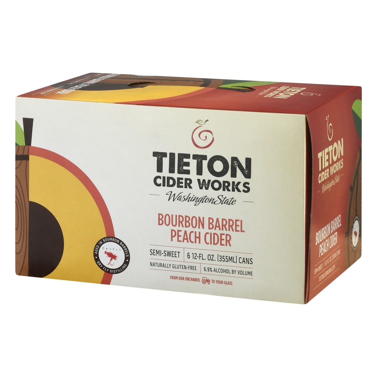 slide 4 of 9, Tieton Cider Works Bourbon Barrel Peach Cider Beer 6 ea, 6 ct