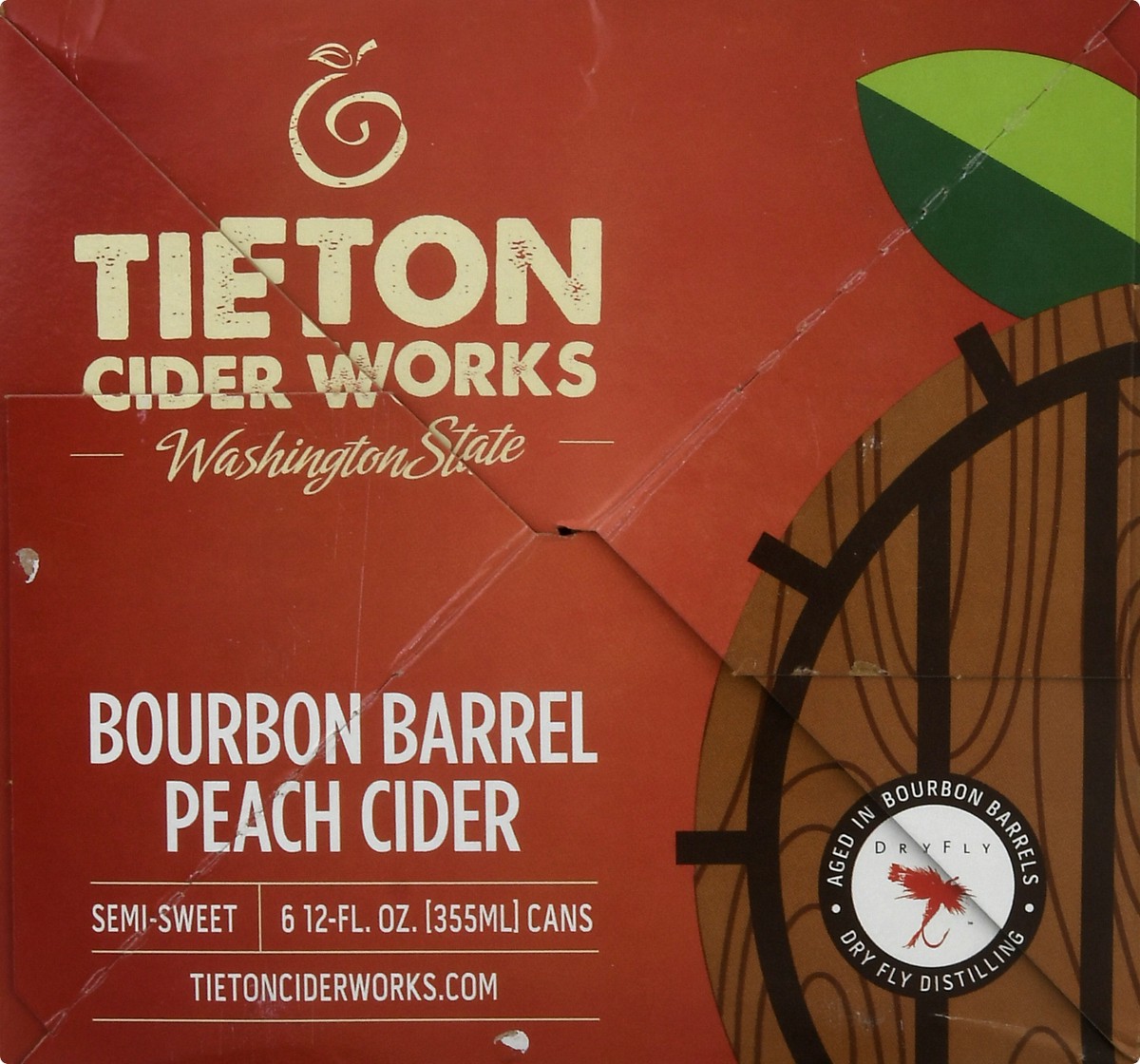 slide 9 of 9, Tieton Cider Works Bourbon Barrel Peach Cider Beer 6 ea, 6 ct