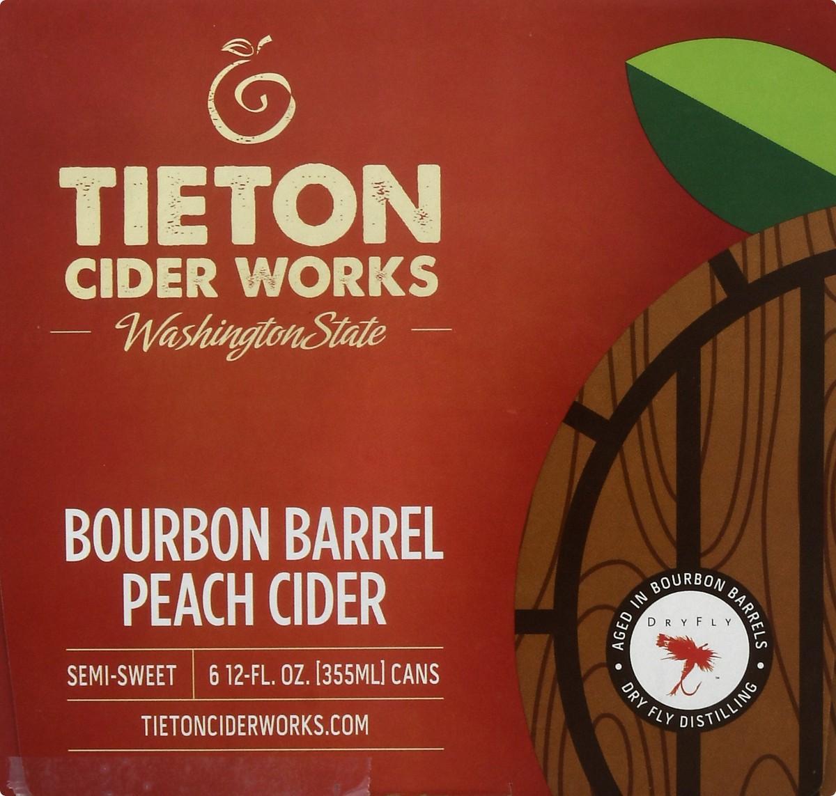 slide 3 of 9, Tieton Cider Works Bourbon Barrel Peach Cider Beer 6 ea, 6 ct