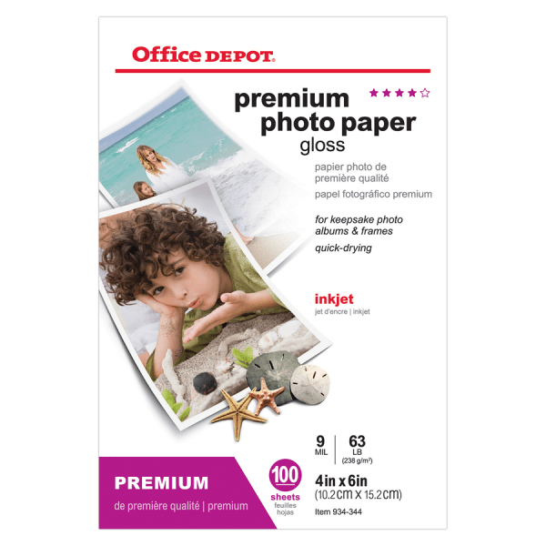 Office Depot Premium Photo Paper, Glossy, 9 Mil 100 ct; 4 in x 6 in | Shipt