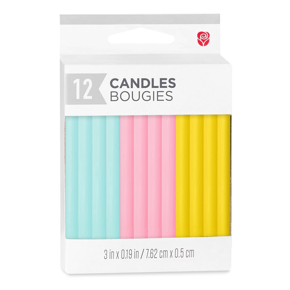 slide 2 of 3, American Greetings Candles - Thin Green Pink and Yellow, 12 ct