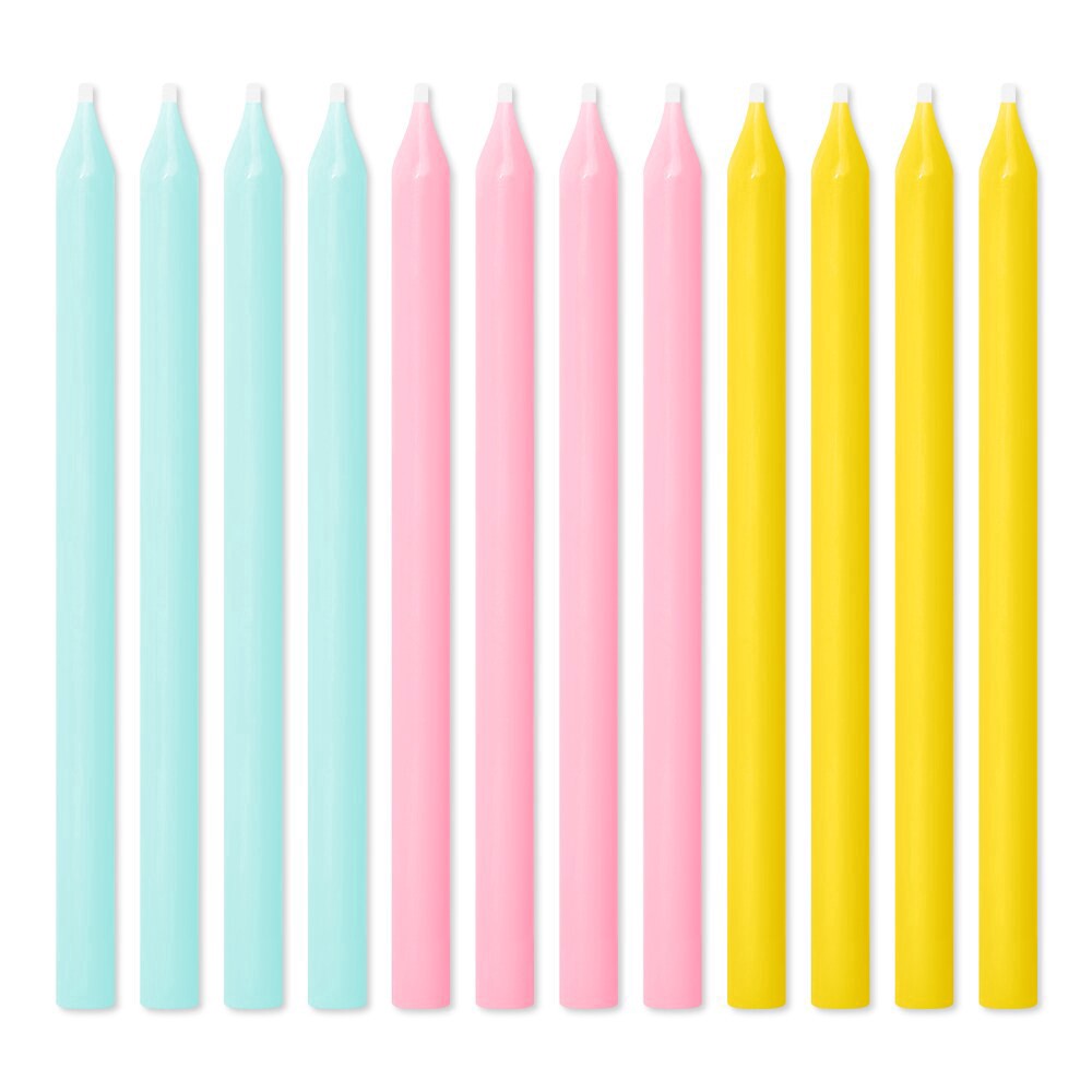 slide 3 of 3, American Greetings Candles - Thin Green Pink and Yellow, 12 ct
