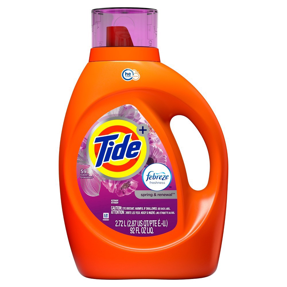 slide 3 of 6, Tide Plus Febreze Freshness Spring & Renewal HE Turbo Clean Liquid Laundry Detergent 92 fl oz, 92 fl oz
