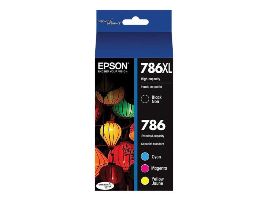 slide 2 of 2, Epson Durabrite T786Xl-Bcs High-Yield Black And Standard-Yield Cyan/Magenta/Yellow Ink Cartridges, Pack Of 4, 4 ct