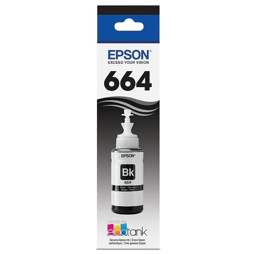 slide 1 of 6, Epson Ecotank 664 Single Ink Bottle - Black (EPST664120), 1 ct