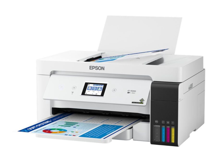 slide 5 of 6, Epson Ecotank Et-15000 All-In-One Supertank Printer - Multifunction Printer - Color - Ink-Jet - 8.5 In X 14 In (Original) - Up To 11.5 Ppm (Copying) - Up To 17 Ppm (Printing) - 270 Sheets - Usb 2.0, Lan, Wi-Fi, 270 ct