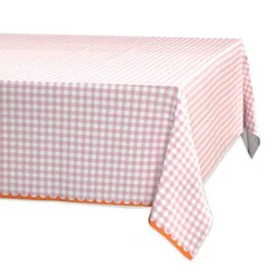 American Greetings Plastic Table Cover - Pink Gingham