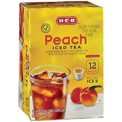 slide 1 of 1, H-E-B Peach Iced Tea Single Serve - 12 ct, 12 ct