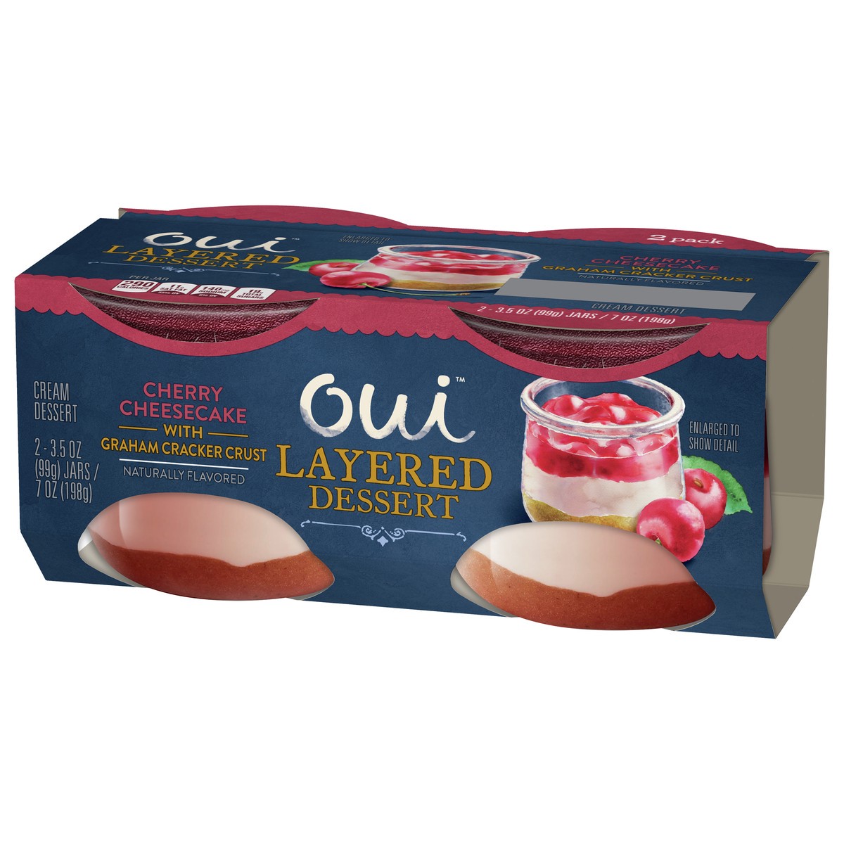 slide 3 of 9, Oui by Yoplait Cherry Cheesecake Layered Dessert, 2 Ct, 3.5 OZ Jars, 7 oz