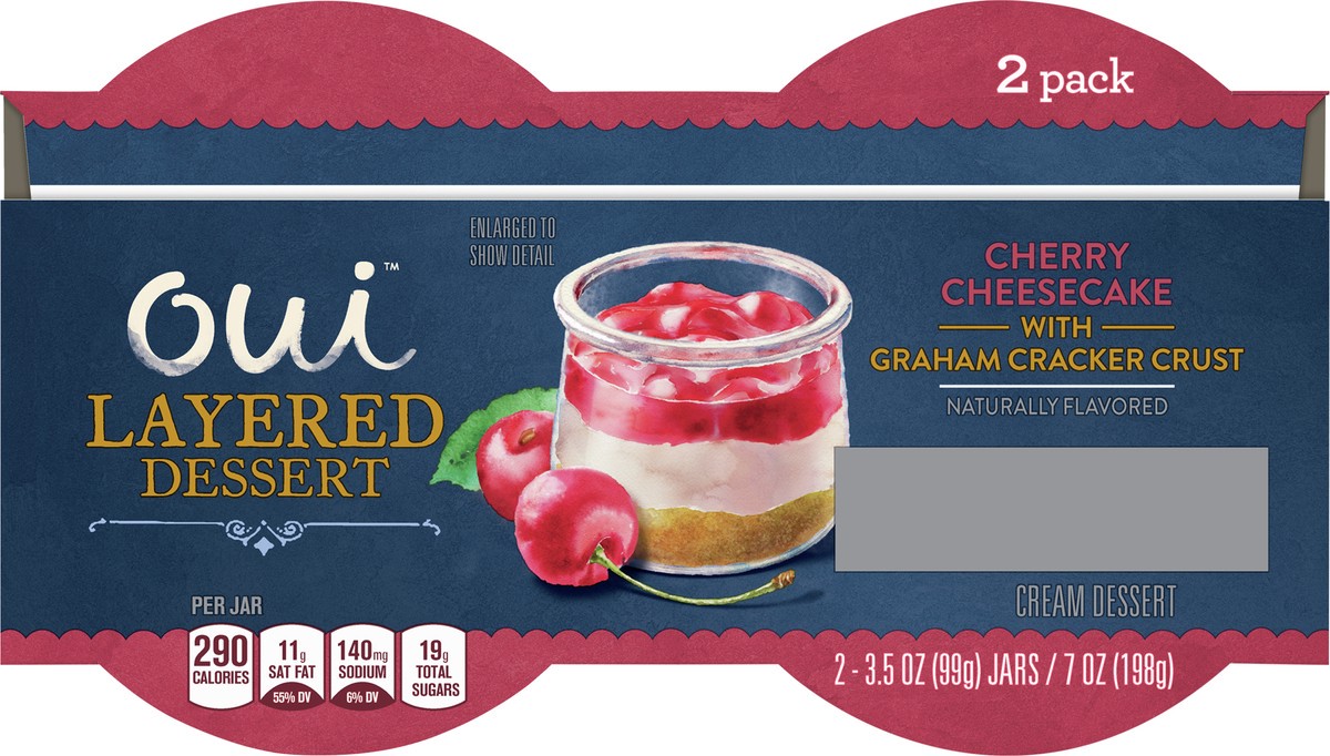 slide 9 of 9, Oui by Yoplait Cherry Cheesecake Layered Dessert, 2 Ct, 3.5 OZ Jars, 7 oz