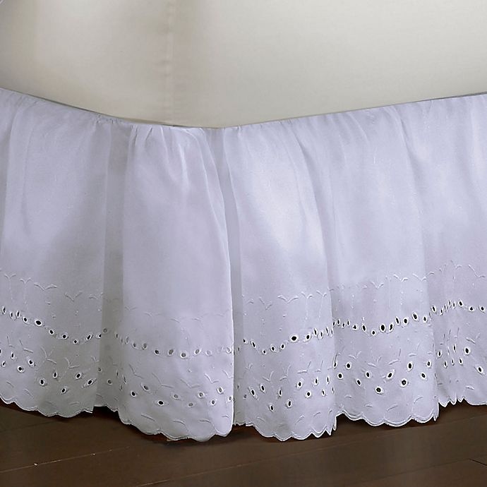 slide 2 of 2, Smoothweave Smootheweave Ruffled Eyelet Twin Bed Skirt - White, 14 in