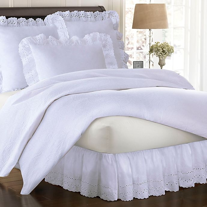 slide 1 of 2, Smoothweave Smootheweave Ruffled Eyelet Full Bed Skirt - White, 14 in