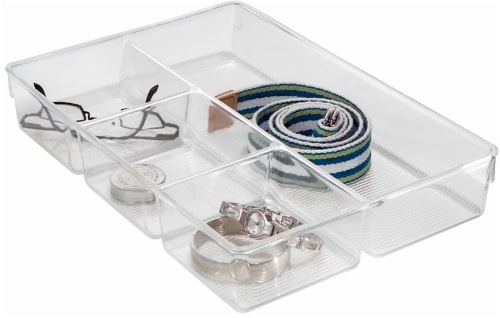 slide 1 of 1, InterDesign Linus Divided Drawer Organizer - 9 X 13 Inch - Clear, 9 in x 13 in x 2.2 in