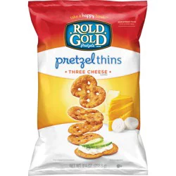 Rold Gold Pretzel Thins Three Cheese 8.25 Ounce Plastic Bag