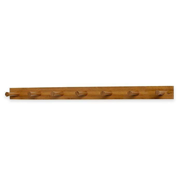 slide 1 of 1, Spectrum 7-Peg Wall-Mount Wood Rack - Bamboo, 1 ct