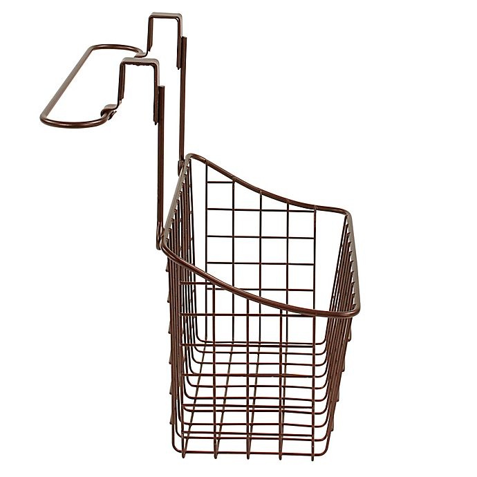 slide 3 of 6, Spectrum Steel Grid Medium Over-the-Door Towel Bar/Basket - Bronze, 1 ct