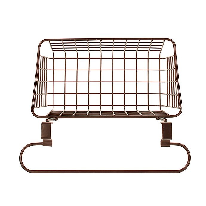 slide 4 of 6, Spectrum Steel Grid Medium Over-the-Door Towel Bar/Basket - Bronze, 1 ct