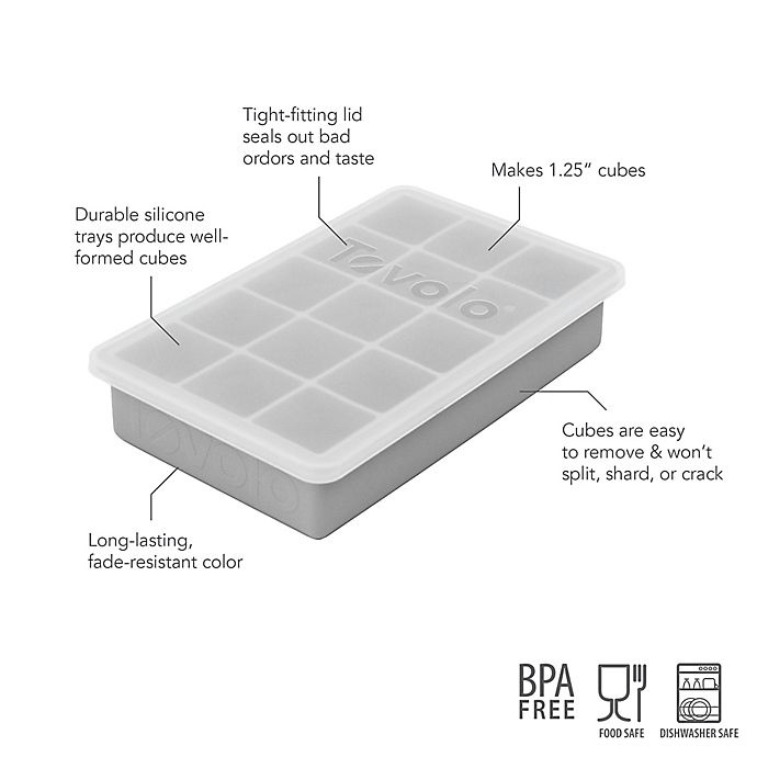 slide 2 of 4, Tovolo Perfect Cube Ice Tray with Lid - Oyster Grey, 1 ct