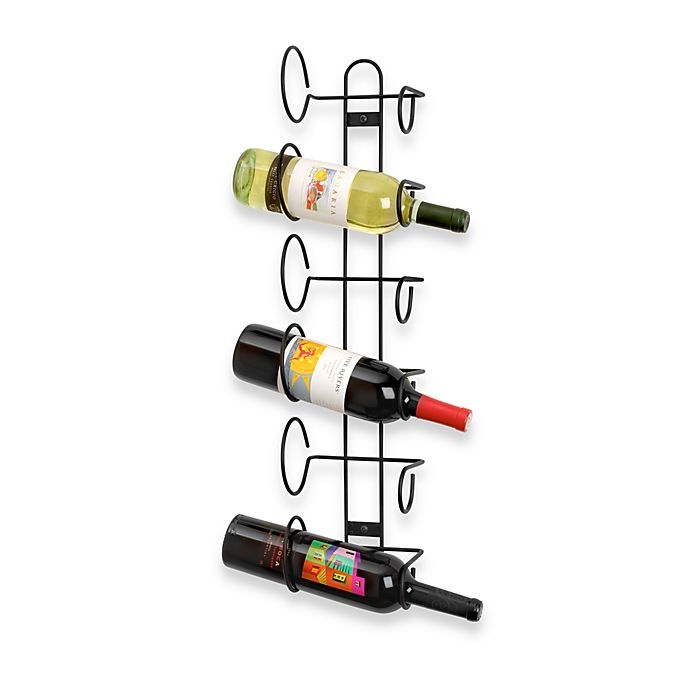 slide 1 of 2, Spectrum Black Wall Mount Wine Rack, 6 ct