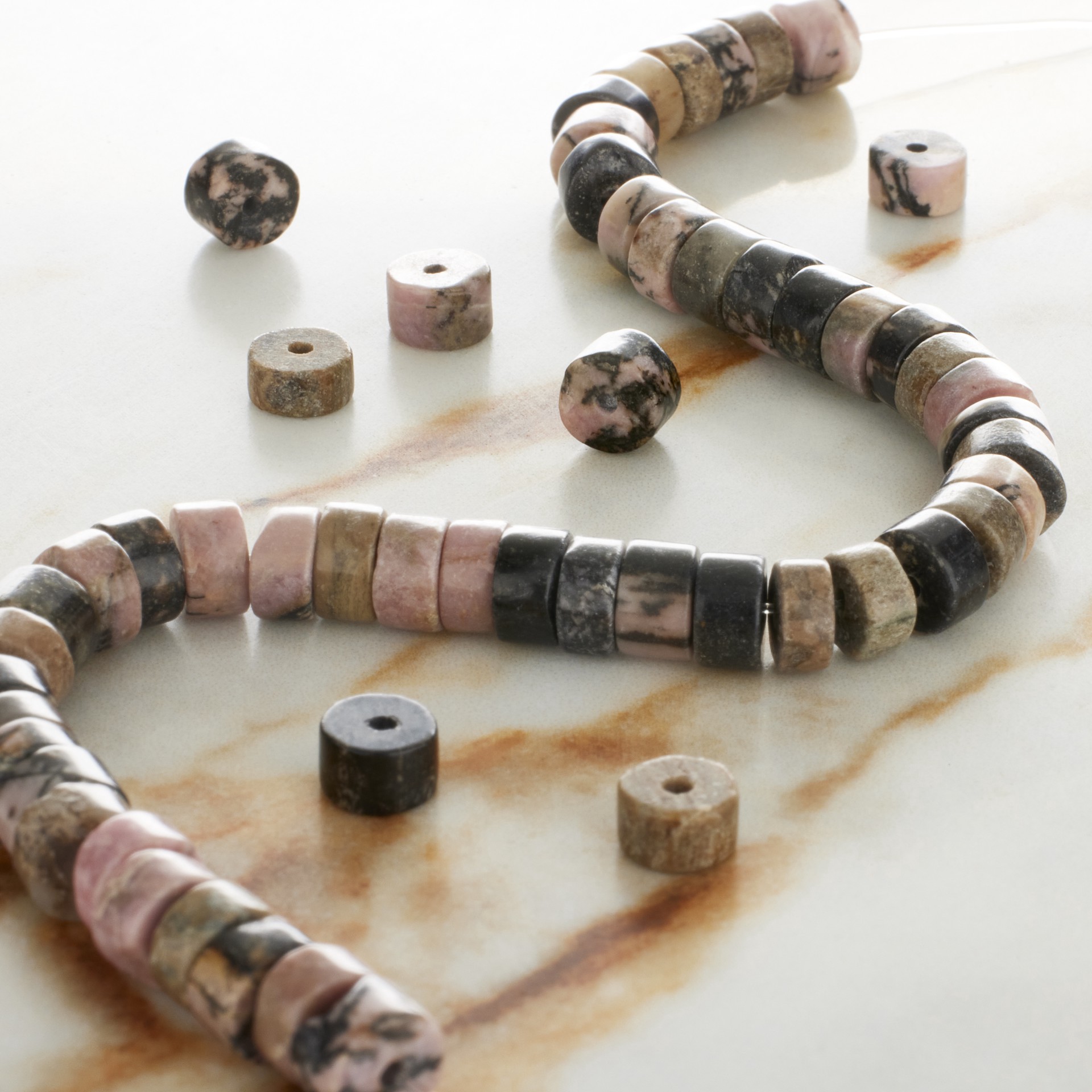 slide 3 of 3, Rhodonite Heishi Beads, 6mm By Bead Landing, 6 mm