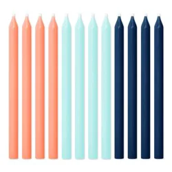 American Greetings Thin Candle Set - Orange Green Blue