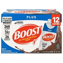 Boost Plus Nutritional Drink, Rich Chocolate- 12 oz