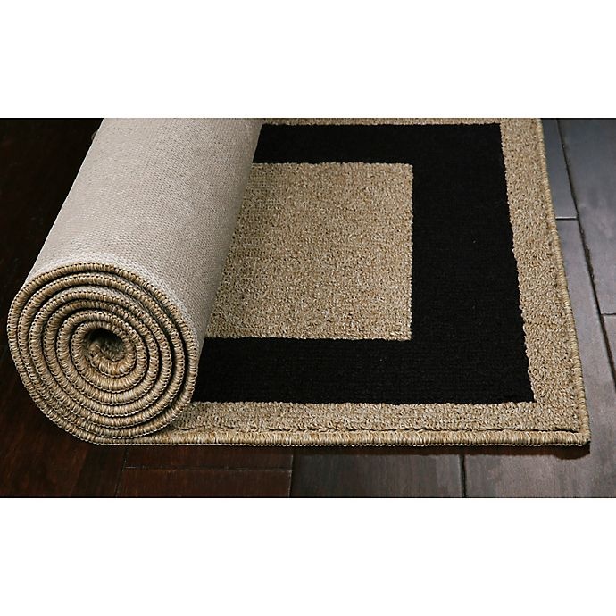 slide 7 of 8, Maples Classic Border Tufted Runner - Black/Camel, 2 ft x 7 ft