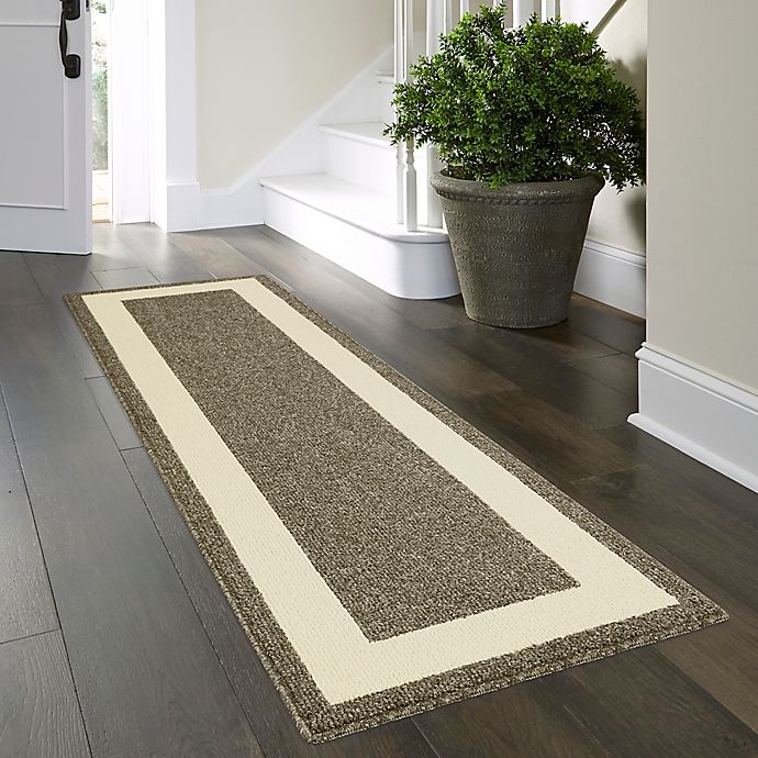 slide 6 of 8, Maples Classic Border Tufted Runner - Mushroom, 2 ft x 7 ft