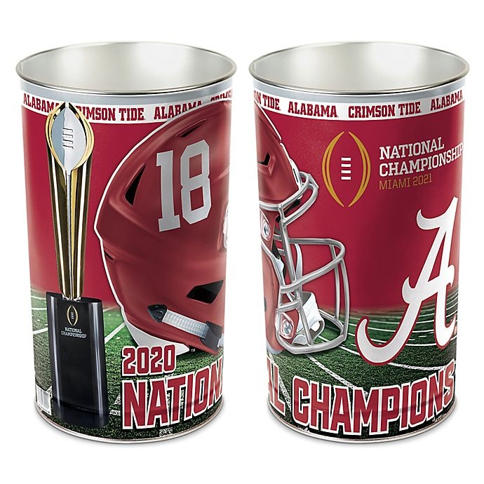 slide 1 of 1, NCAA University of Alabama 2020 College Football Playoff National Championship Metal Wastebasket, 1 ct