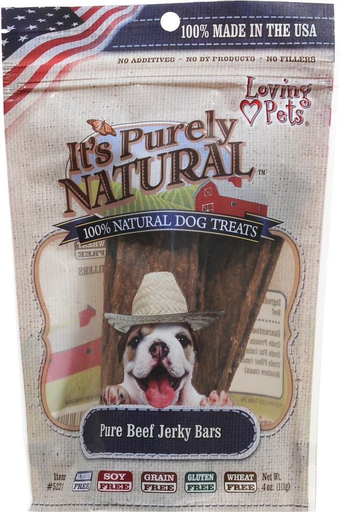 slide 1 of 1, Loving Pets Products It's Purely Natural Pure Beef Jerky Bars Dog Treat, 4 oz