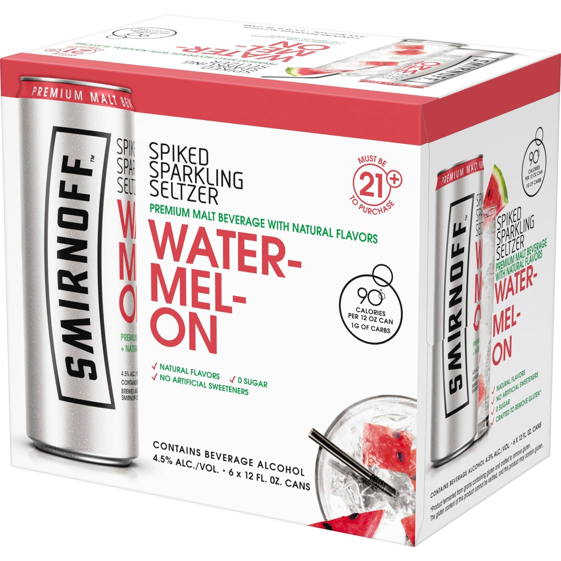 slide 1 of 1, Smirnoff Spiked Seltzer Watermelon, 6 ct; 12 fl oz