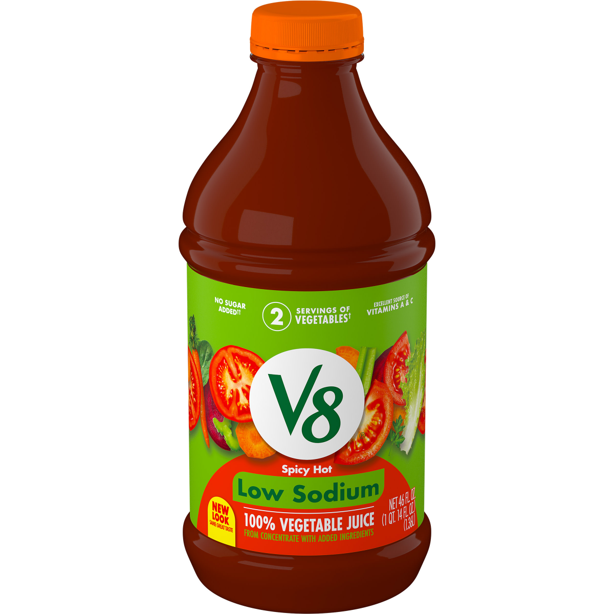 slide 1 of 5, V8 Spicy Hot Low Sodium 100% Vegetable Juice, 46 fl oz