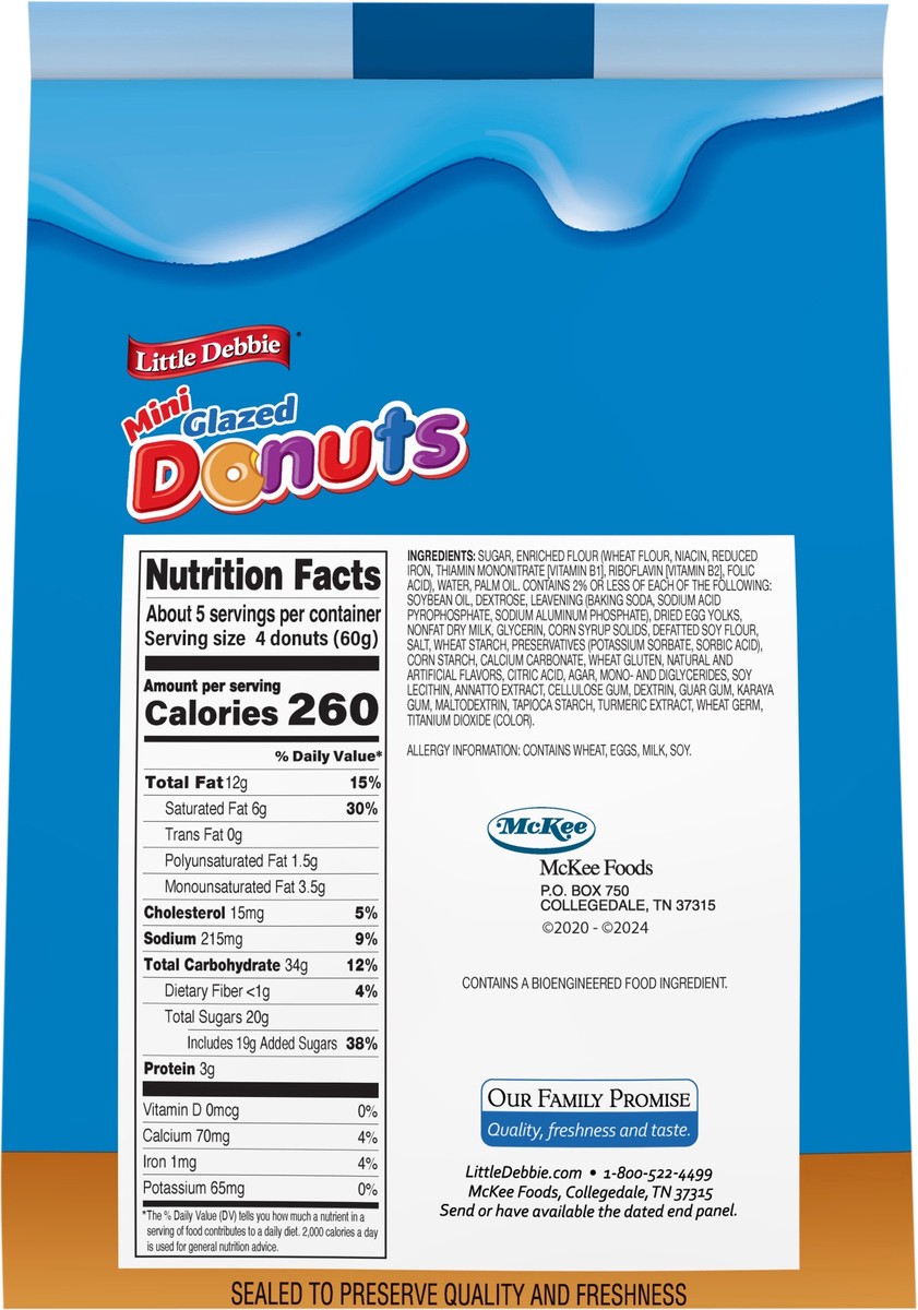 slide 6 of 14, Little Debbie Snack Cakes, Little Debbie Family Pack Glazed Mini Donuts (bagged), 10.5 oz