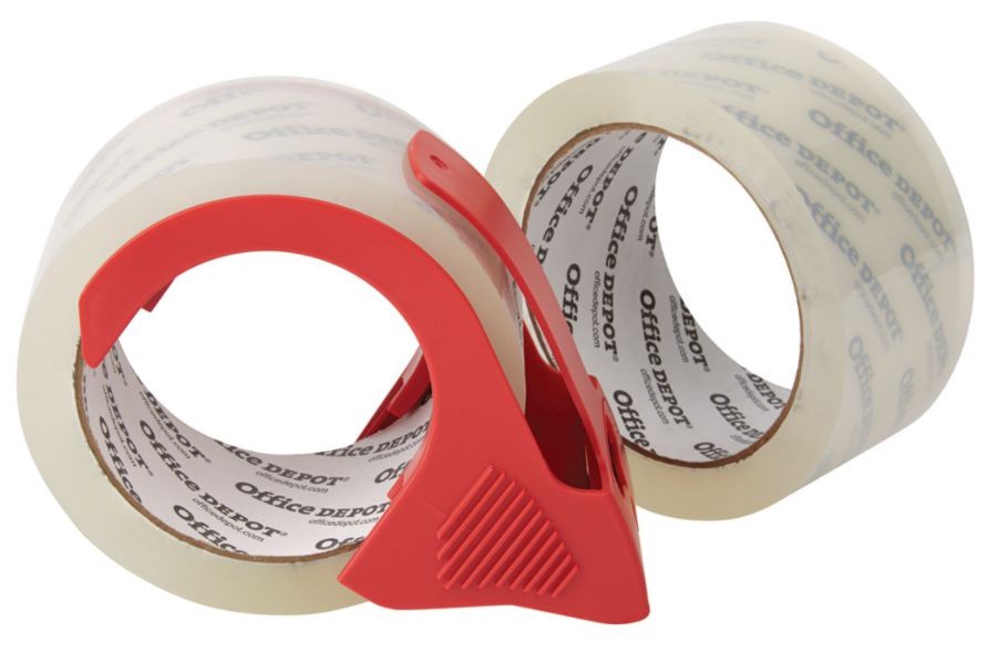 slide 2 of 2, Office Depot Brand Heavy-Duty Shipping Tape With Dispenser, 1.89'' X 43.7 Yd., Clear, Pack Of 2, 2 ct