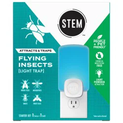 STEM Light Trap, Attracts and Traps Flying Insects, Emits Soft Blue Light, Includes Starter Kit with 1 Light Trap and 1 Cartridge
