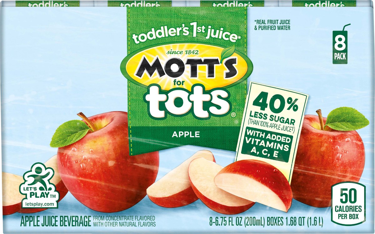slide 8 of 12, Mott's for Tots Apple, 6.75 fl oz boxes, 8 pack, 8 ct