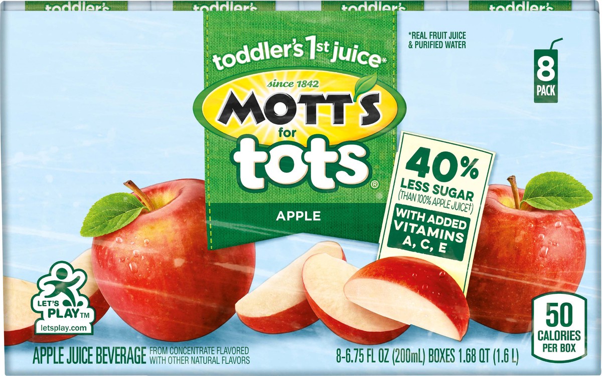 slide 1 of 12, Mott's for Tots Apple Juice Beverage - 8 x 6.75 fl oz Boxes, 8 ct; 6.75 oz