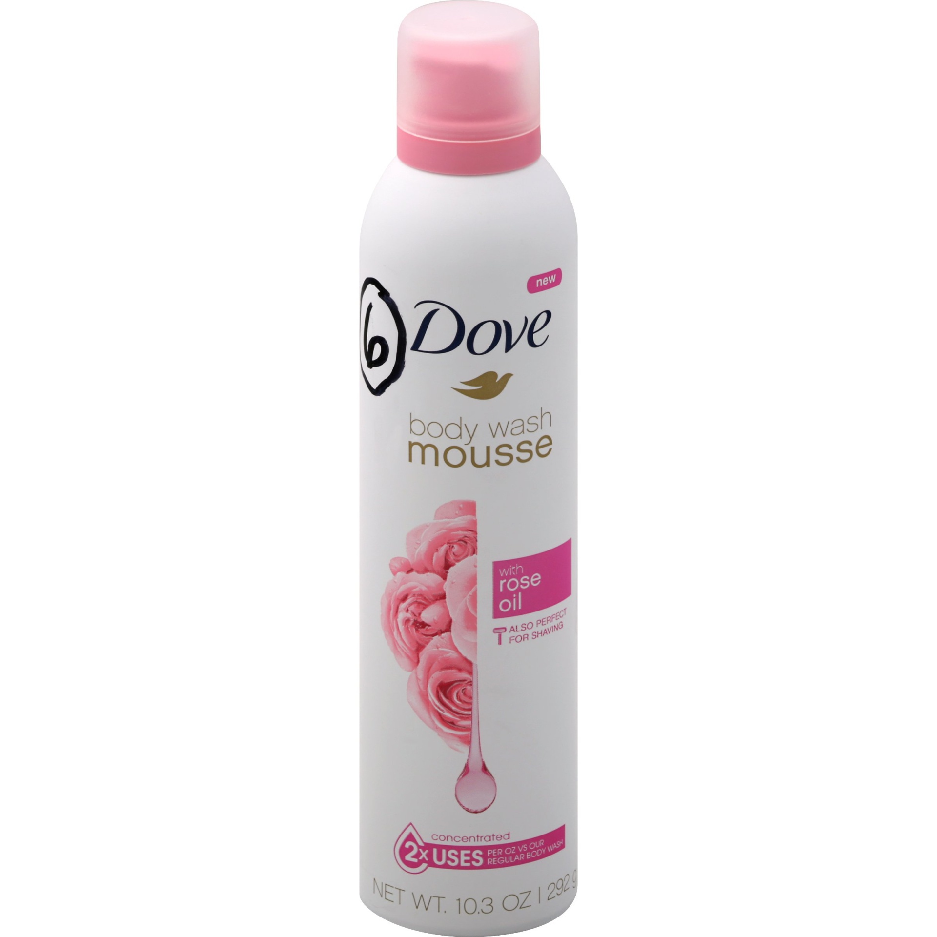 slide 1 of 2, Dove with Rose Oil Body Wash Mousse, 10.3 oz