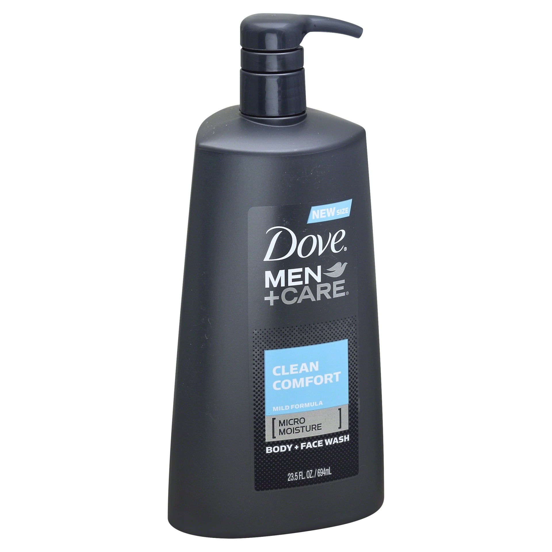 slide 1 of 6, Dove Men+Care Clean Comfort Body Wash + Face Wash Pump, 23.5 oz